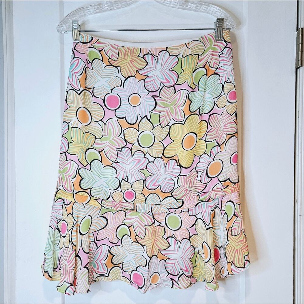 Elliott Lauren Y2K Floral Pastel Flowy Skirt Spring Coquette Size 12